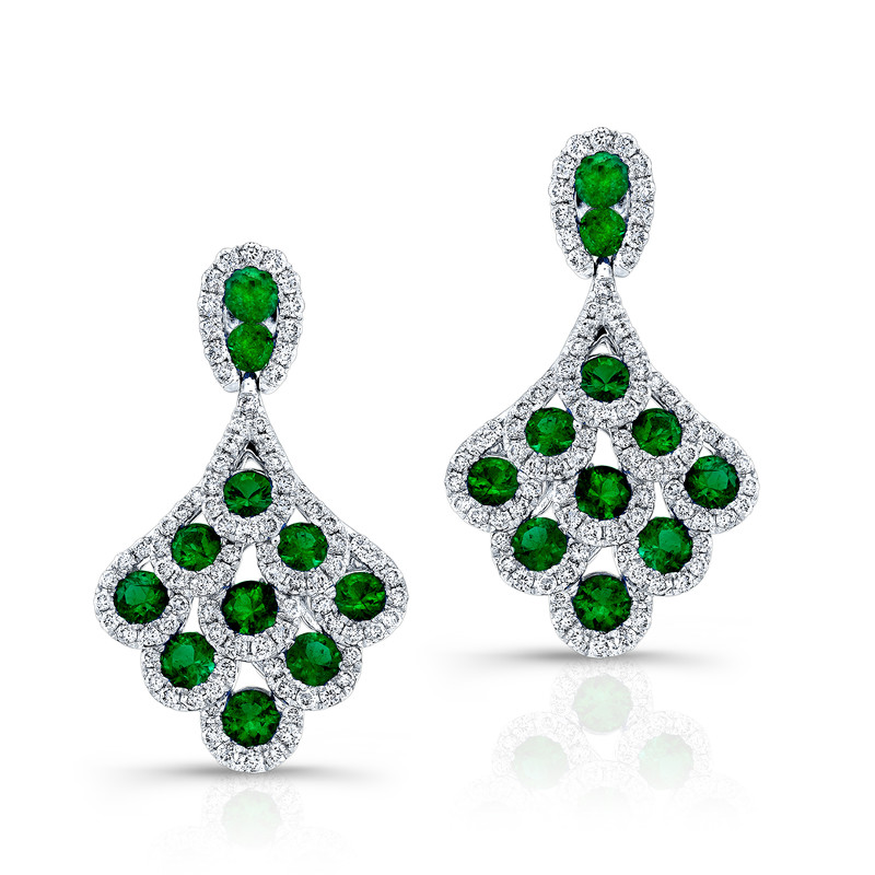 Emerald and Diamond Dangle Earrings