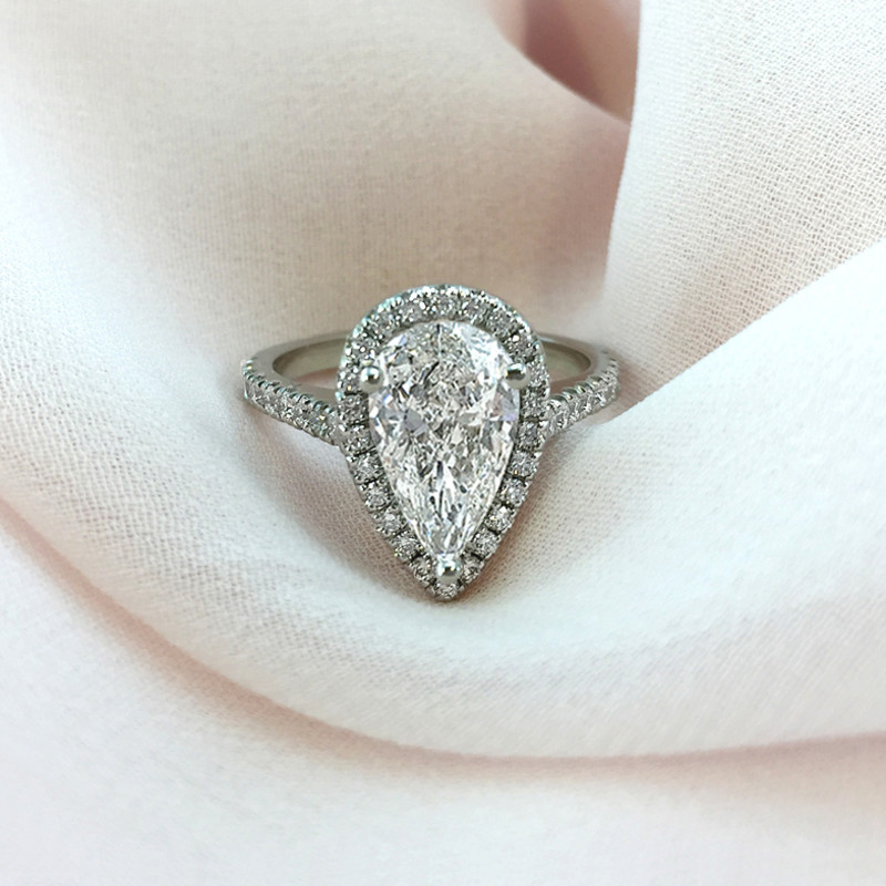 Vintage Pear-Shape Diamond Halo Ring